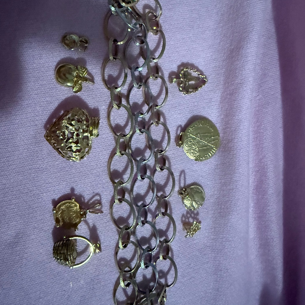 14kt White And Yellow Gold With 9 14kt Charms